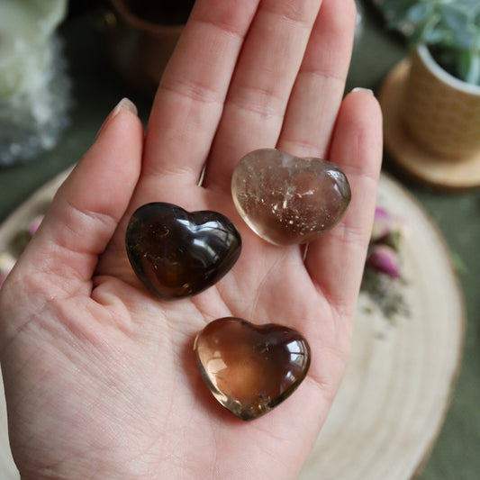 Cœur☽ Quartz rose, Quartz fumé ou Agate fleur