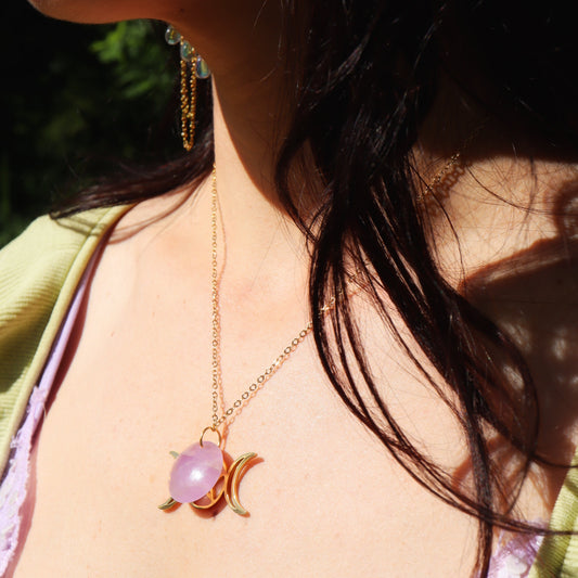 Talisman Conscience supérieure ☽ Agate arbre ou améthyste + triple lune pentacle