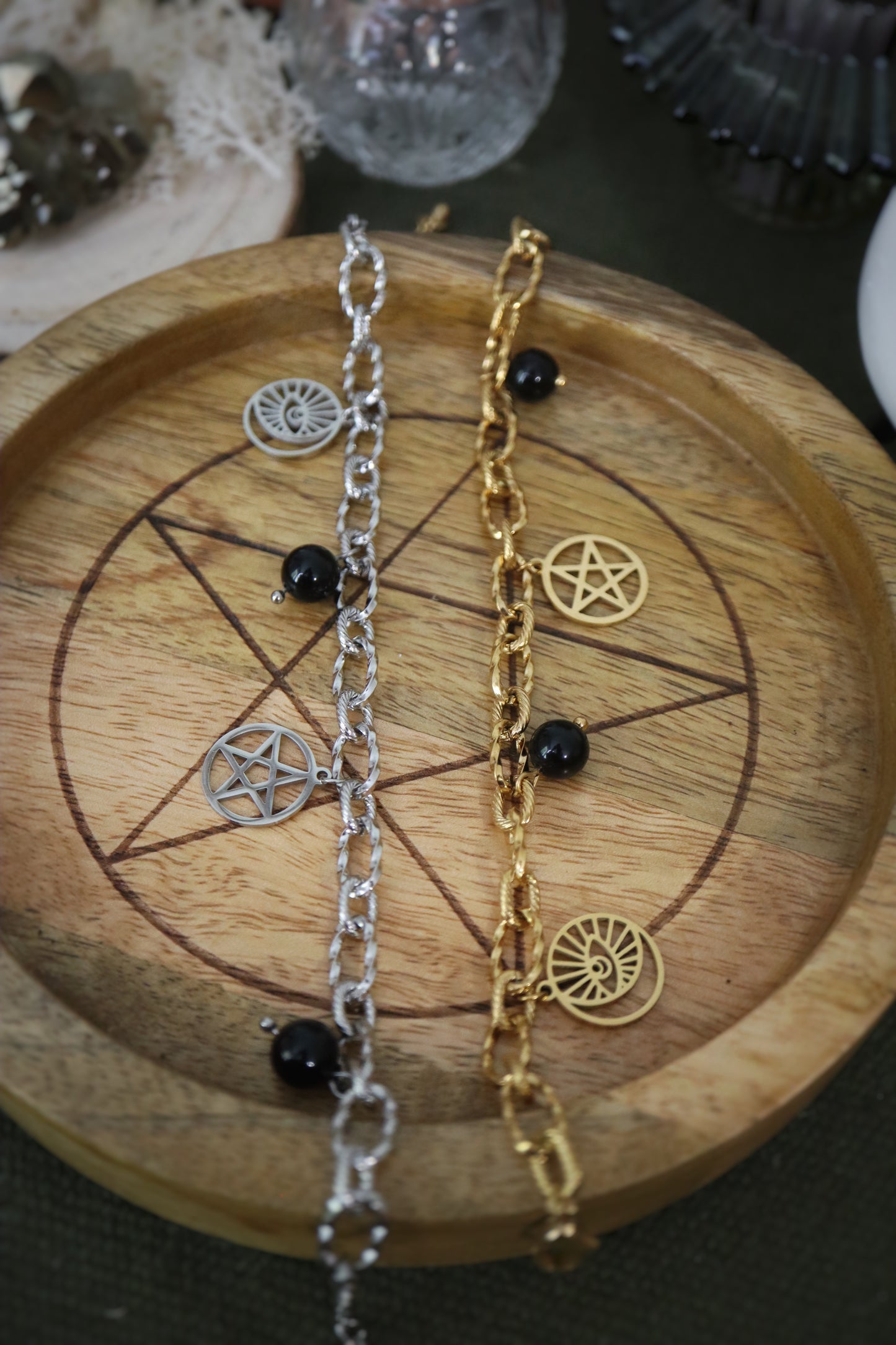 Bracelet de protection ☽ Onyx & pentacle