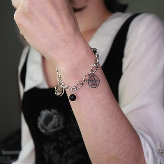 Bracelet de protection ☽ Onyx & pentacle