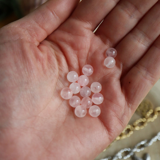 Mix & match☽ Perle Quartz rose 6mm