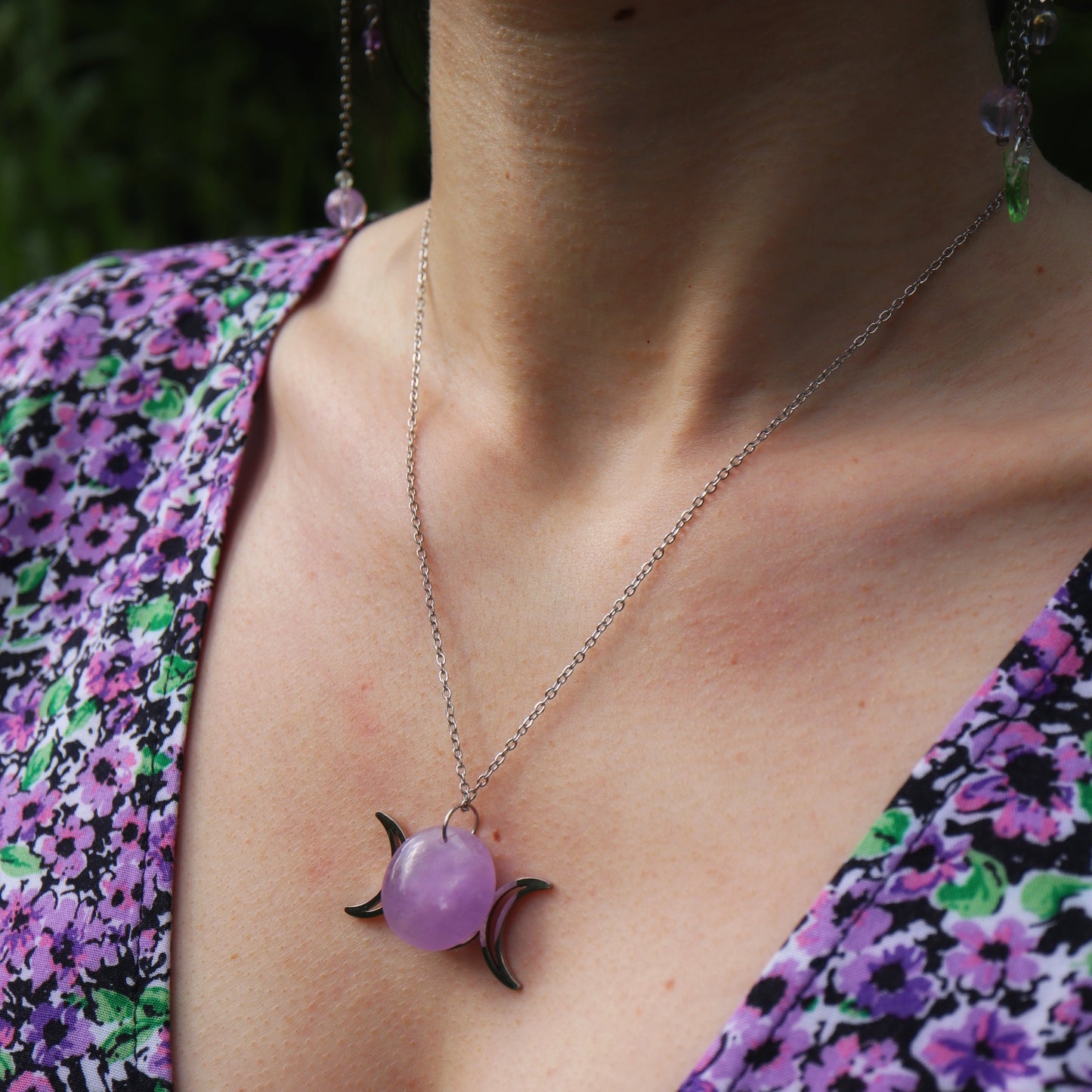 Talisman Conscience supérieure ☽ Agate arbre ou améthyste + triple lune pentacle