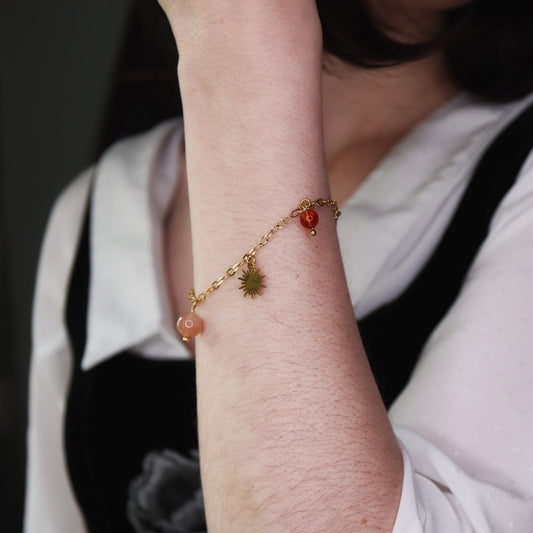 Bracelet de confiance en soi ☽ Ambre & Pierre de Soleil