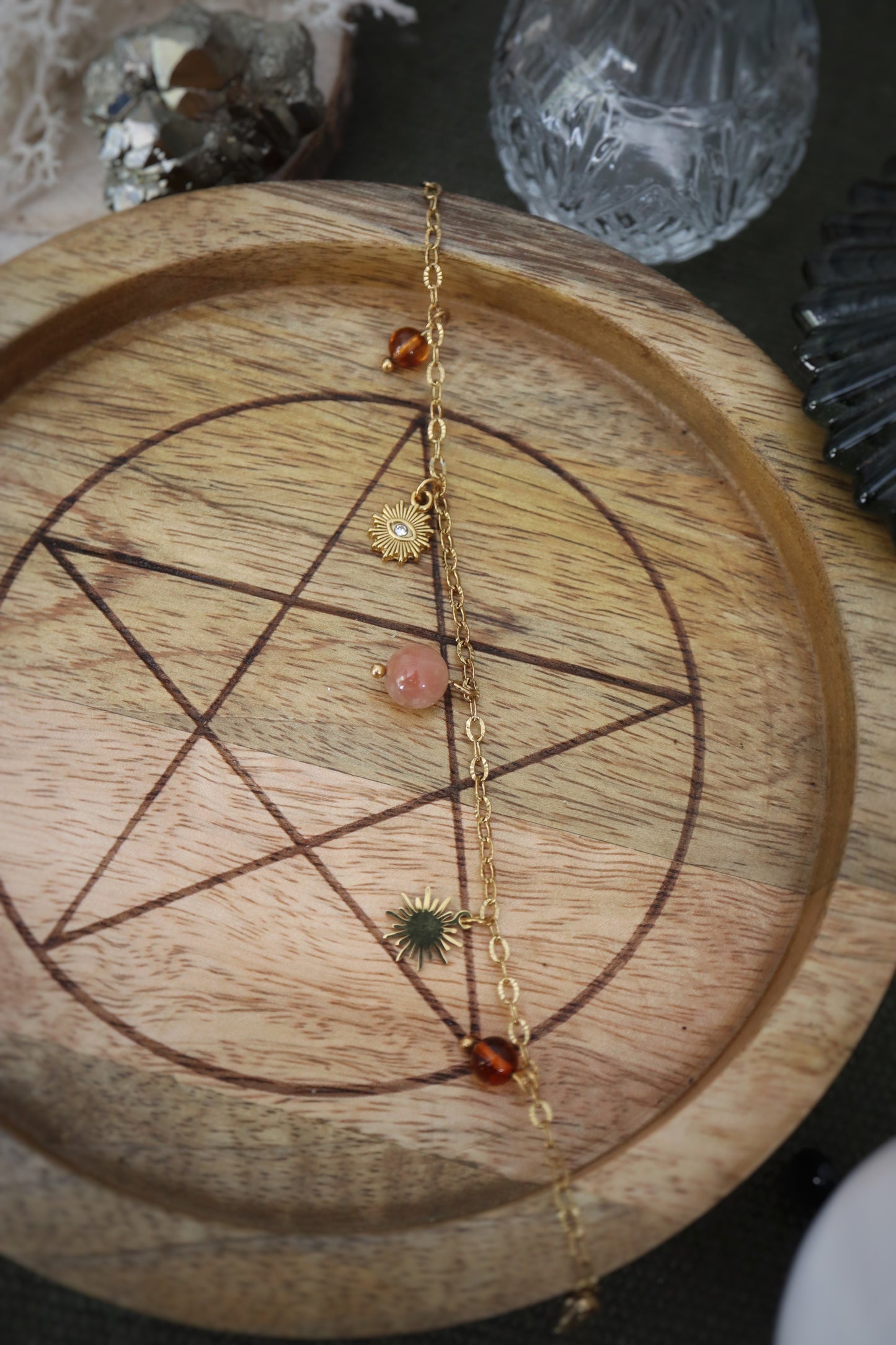 Bracelet de confiance en soi ☽ Ambre & Pierre de Soleil