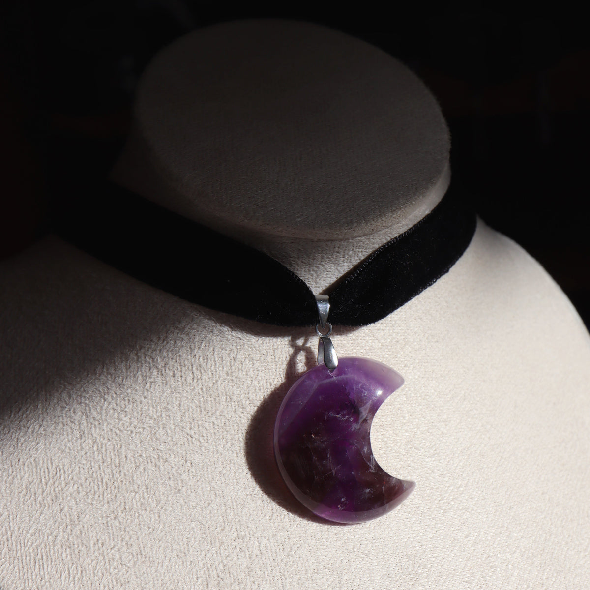 Collier Moonstruck ☽ Obsidienne, Améthyste & Cristal de roche